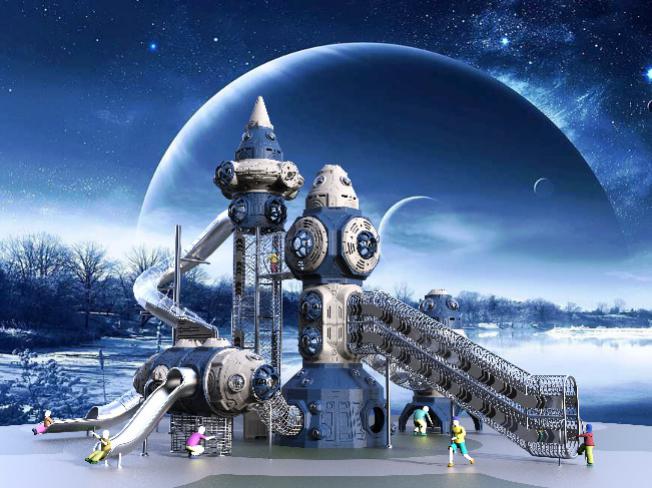 Space Castle Series With Stainless Steel Slide-SPIRIT PLAY,Outdoor Playground, Indoor Playground,Trampoline Park,Outdoor Fitness,Inflatable,Soft Playground,Ninja Warrior,Trampoline Park,Playground Structure,Play Structure,Outdoor Fitness,Water Park,Play System,Freestanding,Interactive,independente ,Inklusibo, Park, Pagsaka sa Bungbong, Dula sa Bata